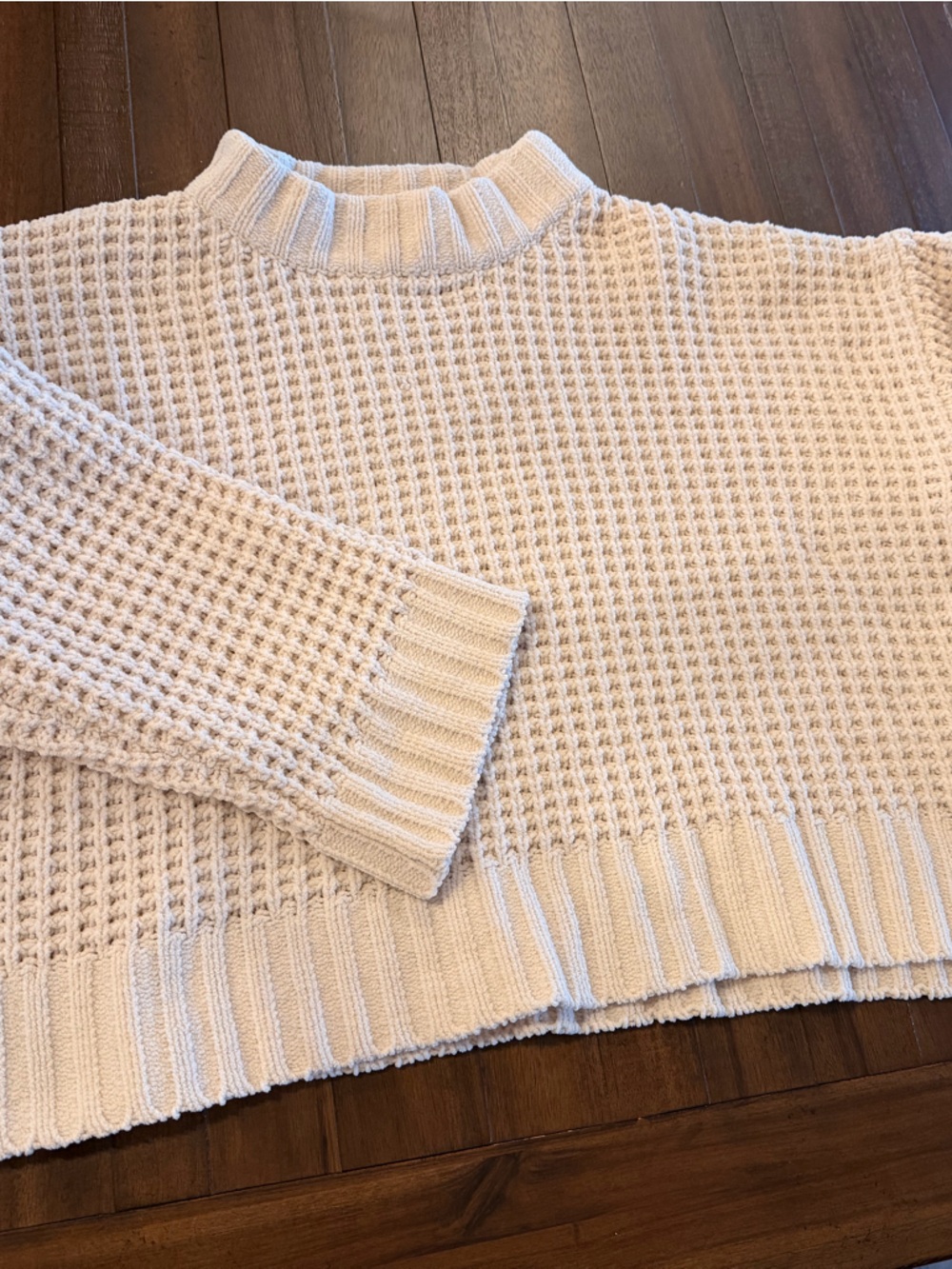 Women’s Cream Waffle Knit Turtleneck Sweater